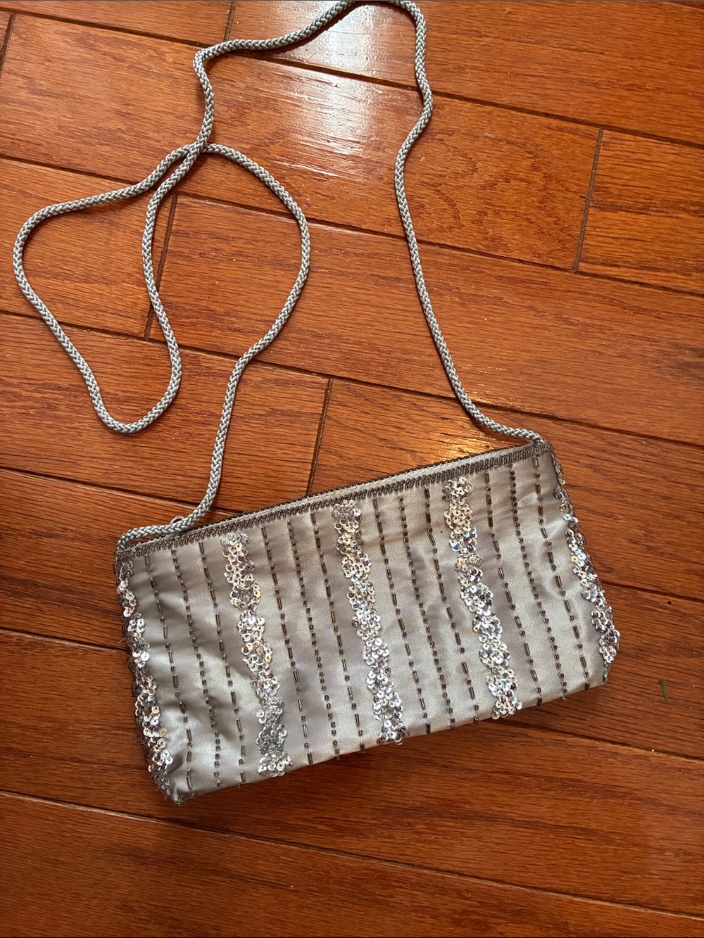 NWT Silver Sequin Evening Crossbody Bag